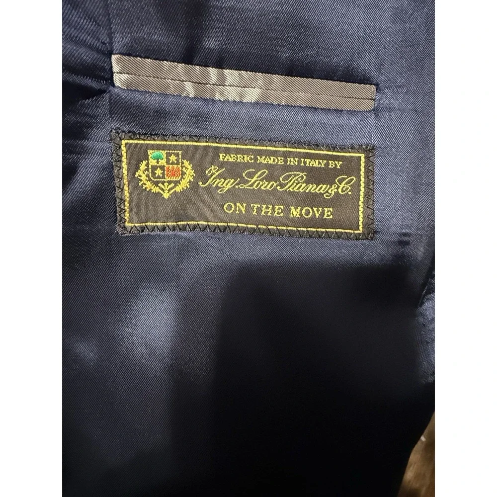 Loro Piana On The Move Performance Suite Navy Stripe‎ Wool Silk 46L 40W Cremieux